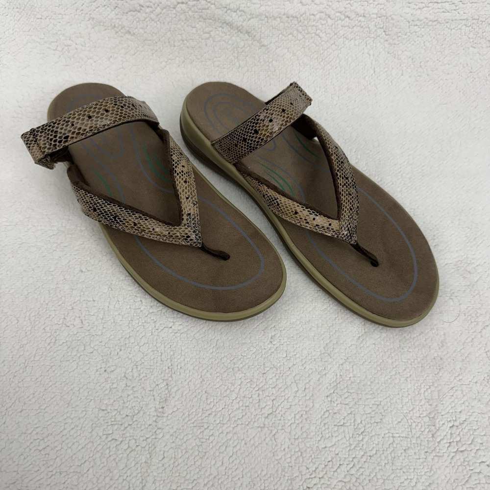 Orthofeet Snake Print Orthopedic Thong Sandals Brown 9.5 Never Worn Flaw See Pic